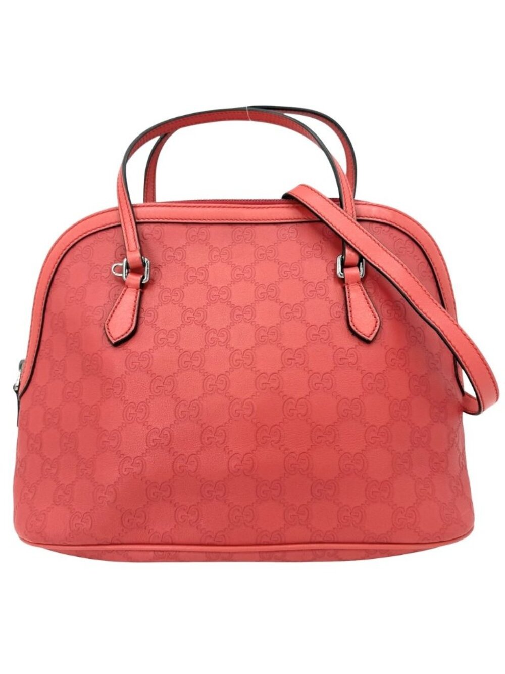 Gucci 2-Way Guccissima Shoulder Bag Crossbody GG Leather Red Silver